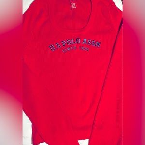 Y2K Women's US POLO Association Fitted Red Sweater Lg